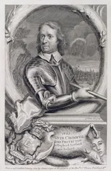 Oliver Cromwell (1599-1658) Lord Protector Anglii, Szkocji i Irlandii w 1653, ryty przez George